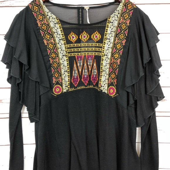 Free People Boho ruffle top - Picture 3 of 7